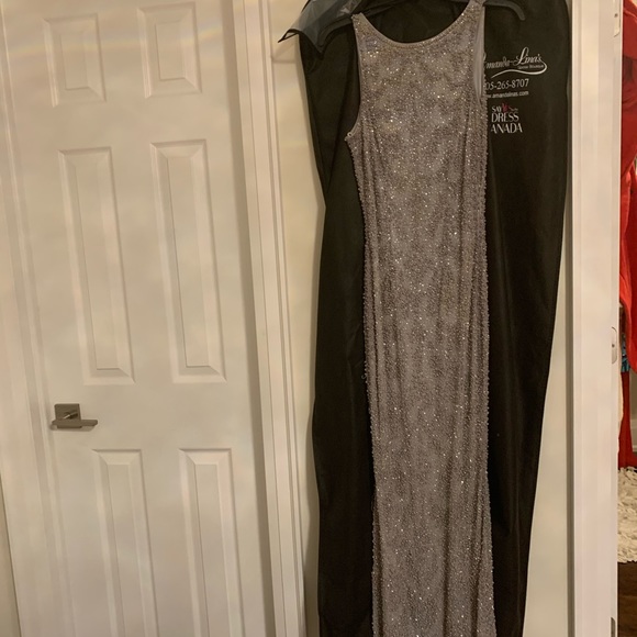 Stunning backless Amanda-Lina silver stone gown - Picture 1 of 5